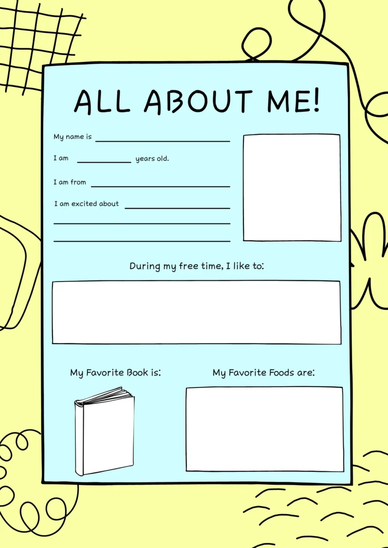 _Introduction All About Me kids Worksheet